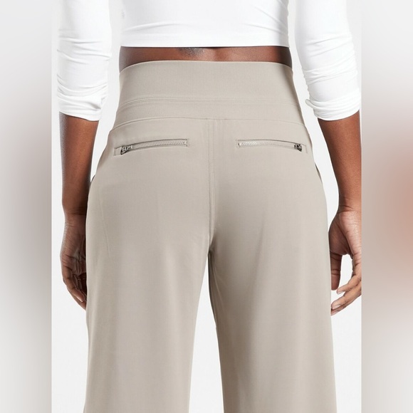 🩷ATHLETA VENICE WIDE LEG HIGH WAISTED HIGH RISE BEIGE NEUTRAL PANT SIZE MEDIUM - Picture 5 of 13